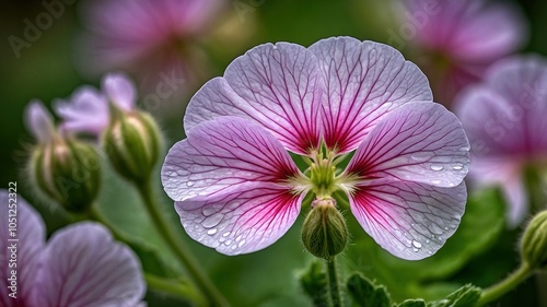 Herb Robert Flower Detail - Storksbill, Fox Geranium, Squinterpip, Roberts Geranium photo