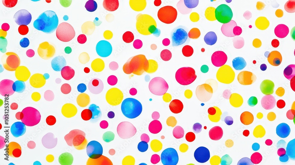 A playful polka dot background featuring an array of colorful dots on a white surface. A playful polka dot background featuring an array of colorful dots on a white surface.