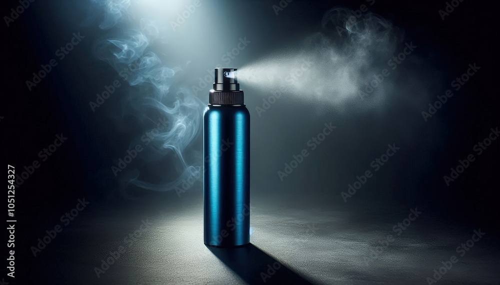 Modern Sleek Blue Spray Bottle in Soft Light