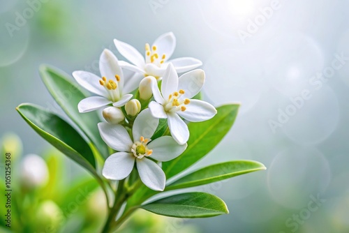 Spring background with white flower of choisya ternata photo