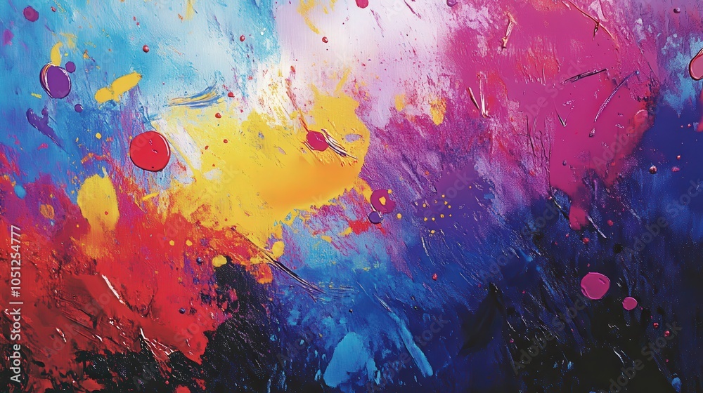 A vibrant background featuring splashes of paint in various colors, creating an artistic and energetic vibe. A vibrant background featuring splashes of paint in various colors, creating an artistic and energetic vibe.
