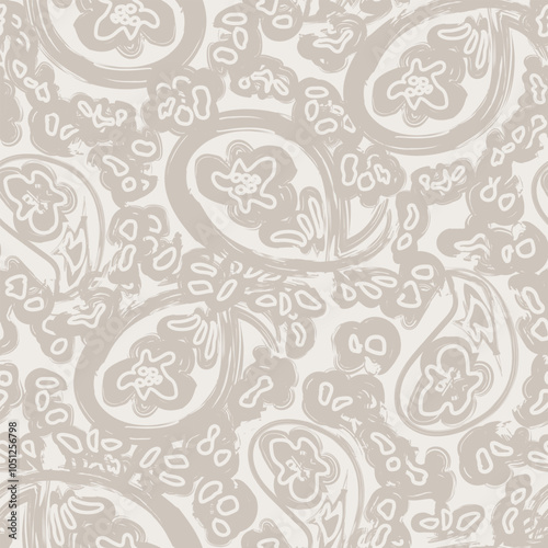 Neutral Colour Abstract Brush Strokes Seamless Pattern Design
