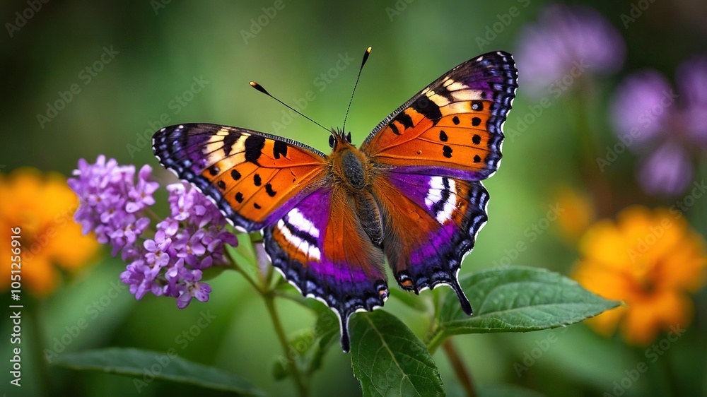 Obraz premium Optical Illusion Butterfly: Orange and Purple, Rule of Thirds