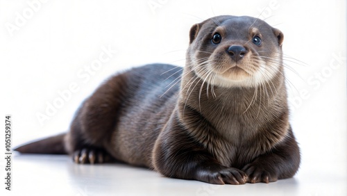 Smooth-coated otter lying on white background AI Generated
