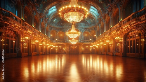 Grand Ballroom with Ornate Chandeliers