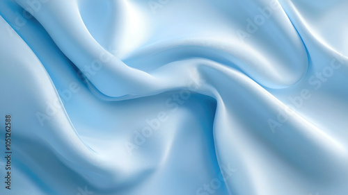 Light blue silk fabric with smooth folds and soft texture