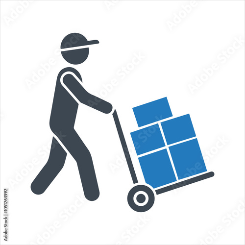 Hand truck icon. Cargo trolley icon