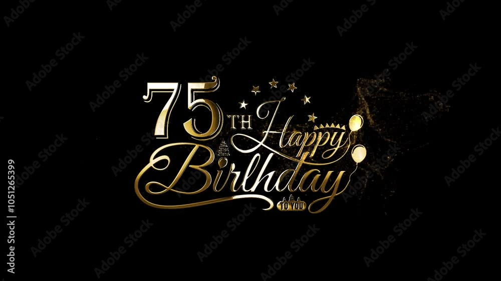 75th Text Stylish Happy Birthday Video, Happy 75th Birthday Video Animation ...