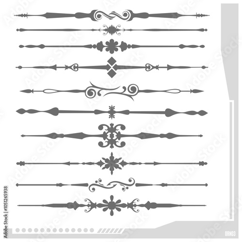 Collection of decorative border frames with vintage flourish filigree vector ornament design.