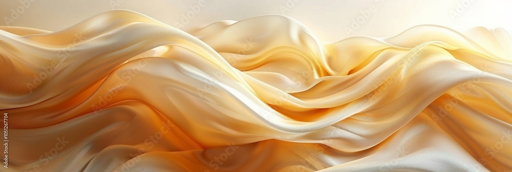 Abstract waves of shimmering golden fabric. AI generative. Abstract waves of shimmering golden fabric. AI generative.