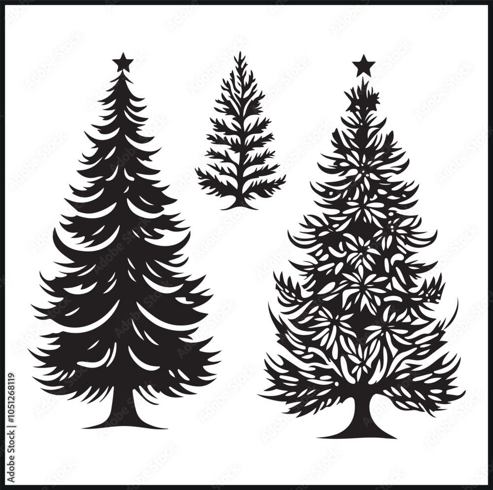 Obraz premium Decorative tree , christmas, pine, winter tree silhouette