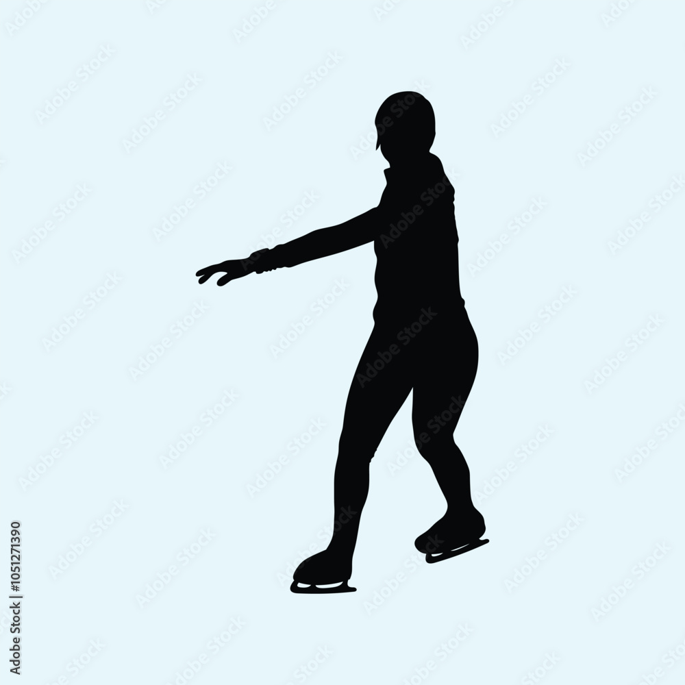 Ice Skater Silhouette Simple Sport Vector Ice Skater Silhouette Simple Sport Vector