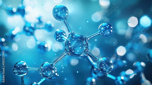 Shiny Blue Molecules in Futuristic Biotechnology Design