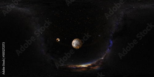 Planet Earth and Moon Formation 8K VR 360 Spherical Panorama