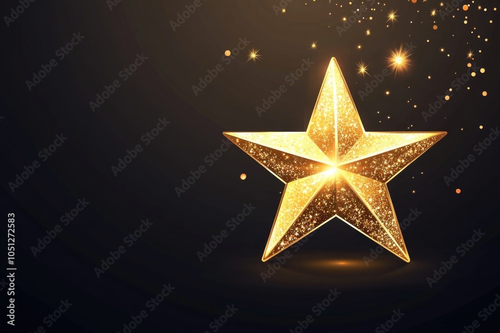 Fototapeta premium Gold Star on Black Background