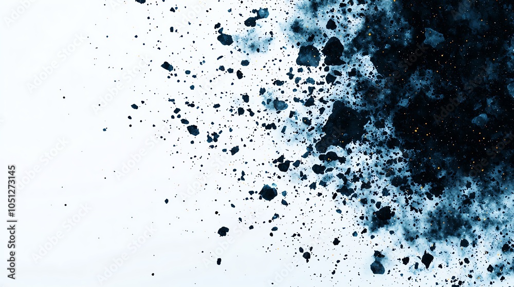 An abstract splash of black and blue ink on a white background, creating a dynamic and artistic composition. An abstract splash of black and blue ink on a white background, creating a dynamic and artistic composition.