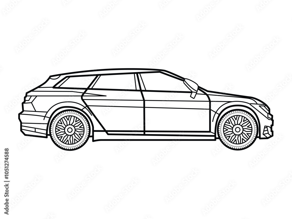 Fototapeta premium Luxury suv car line art illustration wall decor cnc leaser 