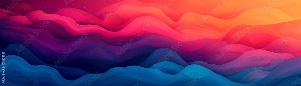 Obraz premium A vibrant gradient background featuring smooth waves in shades of pink, purple, and blue, perfect for abstract design projects.