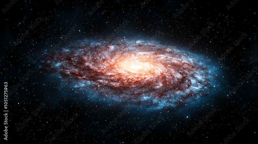 Fototapeta premium A breathtaking view of a colorful galaxy swirling with stars and cosmic clouds against a dark space backdrop.