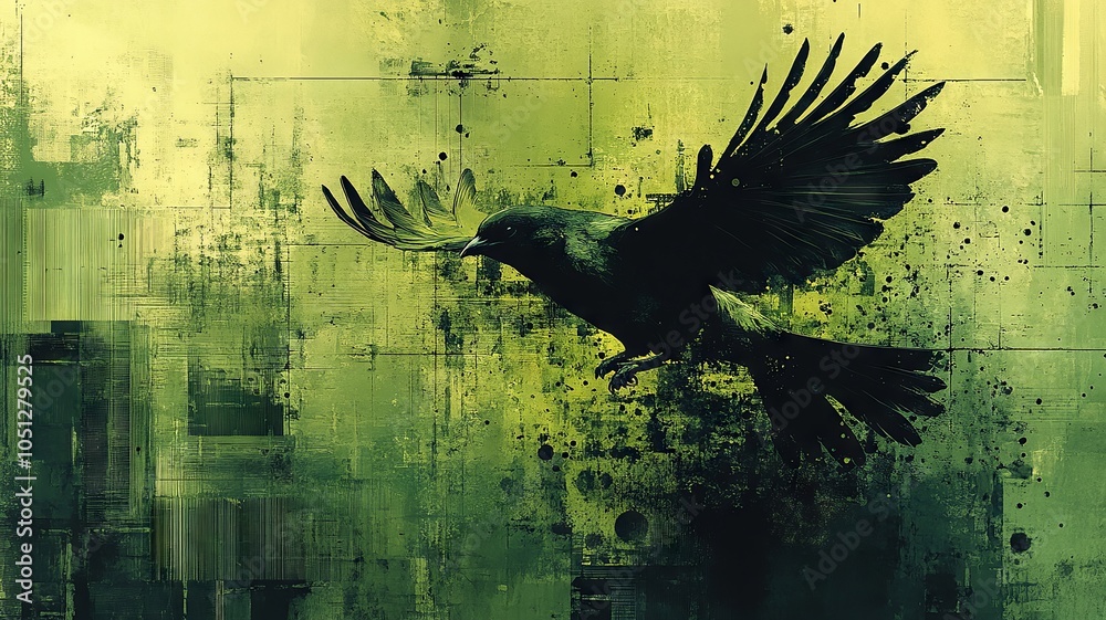 custom made wallpaper toronto digitalSilhouette of a Raven Against an Abstract Grunge Background