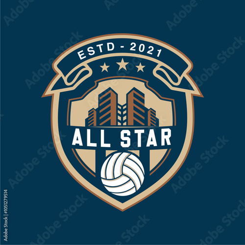 Volleyball logo design vector illustration, for volleyball club