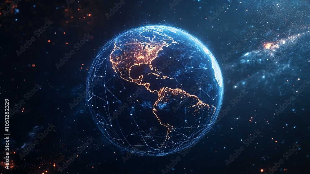 Obraz premium Global Network Connection: A Digital Earth