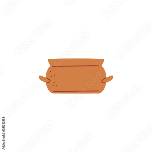 Ancient Aztecs or Mayans clay vase, vector antique brown jar with handles, vintage ceramic pitcher, pot pottery isolated