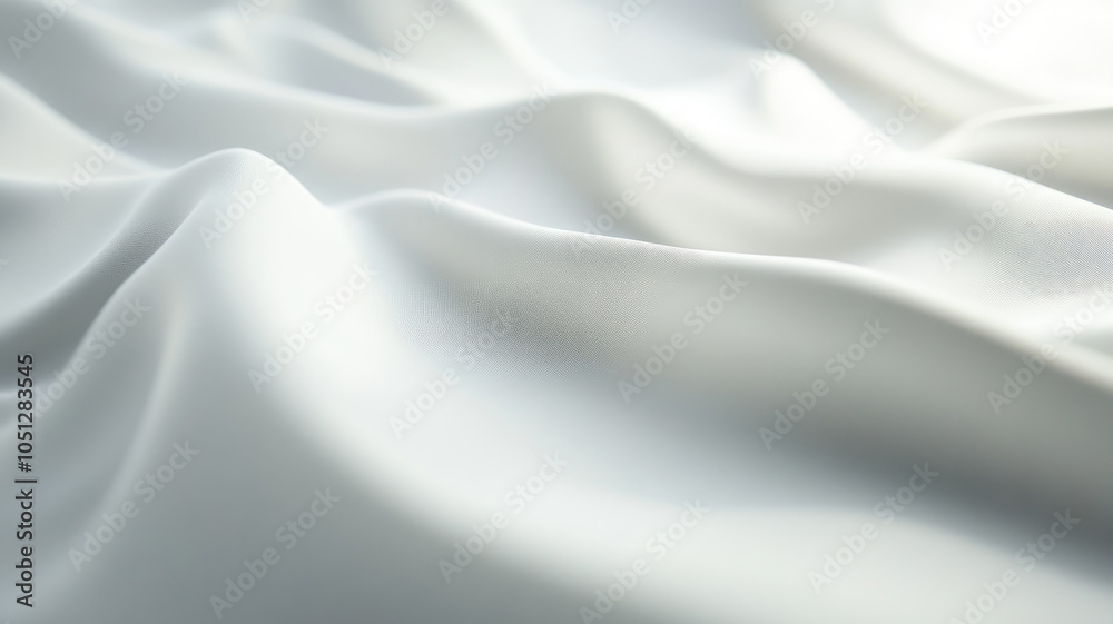 Fototapeta premium White silk fabric with soft folds and flowing texture