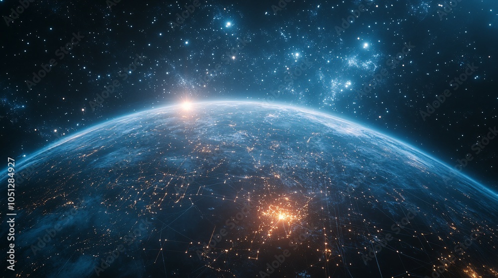 Obraz premium Earth from Space: A Network of Connections