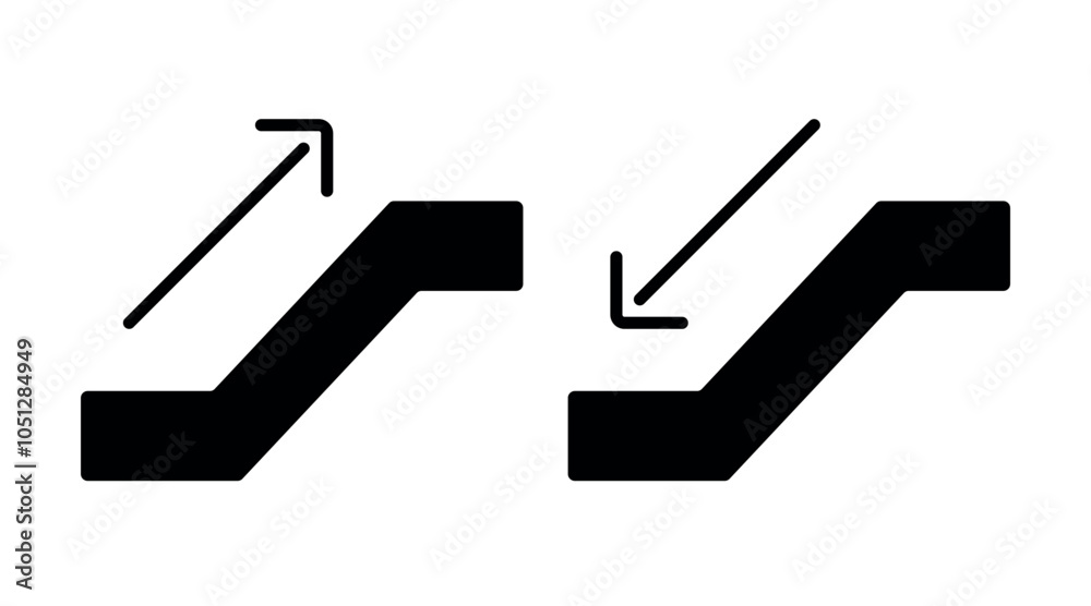 Escalator move up and down icons set isolated trendy symbol stairs Escalator move up and down icons set isolated trendy symbol stairs