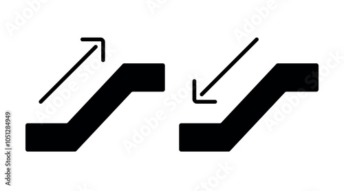 Escalator move up and down icons set isolated trendy symbol stairs