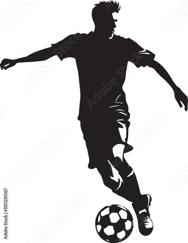 A soccer player pose vector silhouette isolated white background