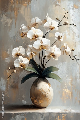 Elegant white orchids in a modern vase a captivating floral arrangement that enhances any interior space with natural beauty and serenity