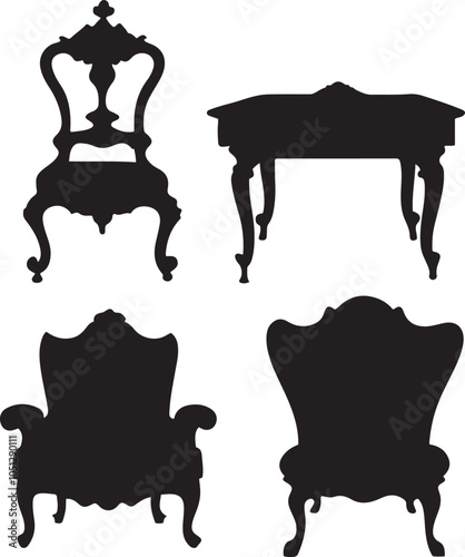 set of silhouettes of chairs