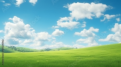 Fototapeta Naklejka Na Ścianę i Meble -  Stunning summer sunrise over polonina wetlinska in bieszczady mountains, poland, with a beautiful green alpine meadow and clear blue sky, capturing the tranquil beauty of untouched nature in vibrant m