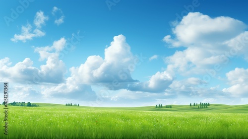 Fototapeta Naklejka Na Ścianę i Meble -  Stunning summer sunrise over polonina wetlinska in bieszczady mountains, poland, with a beautiful green alpine meadow and clear blue sky, capturing the tranquil beauty of untouched nature in vibrant m