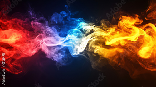 Vibrant Neon Electric Smoke on Dark Background