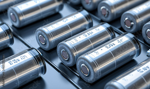 A close-up image of a solid-state battery cell with a clear view of the solid electrolyte and electrodes, showcasing its advanced design and materials
