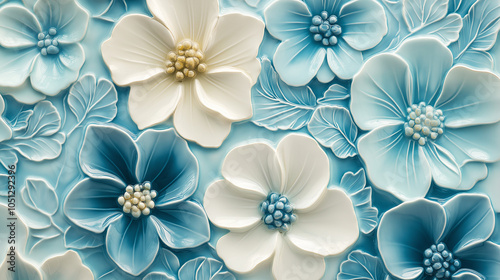 Intricate floral-patterned glazed porcelain tile