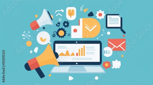 Digital Marketing and Communication Concept Illustration