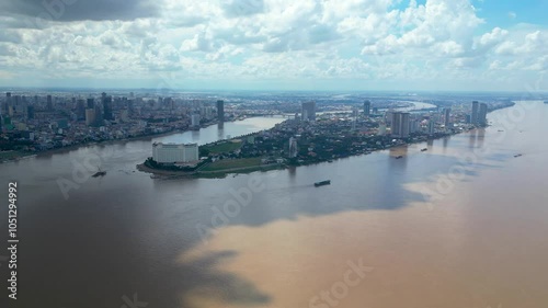 Koh Pich Island Phnom Penh, Cambodia, aerial drone Southeast Asia city photo