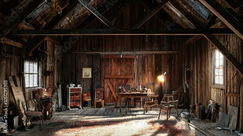 Rustic Barn Studio with Natural Lighting and Backdrops