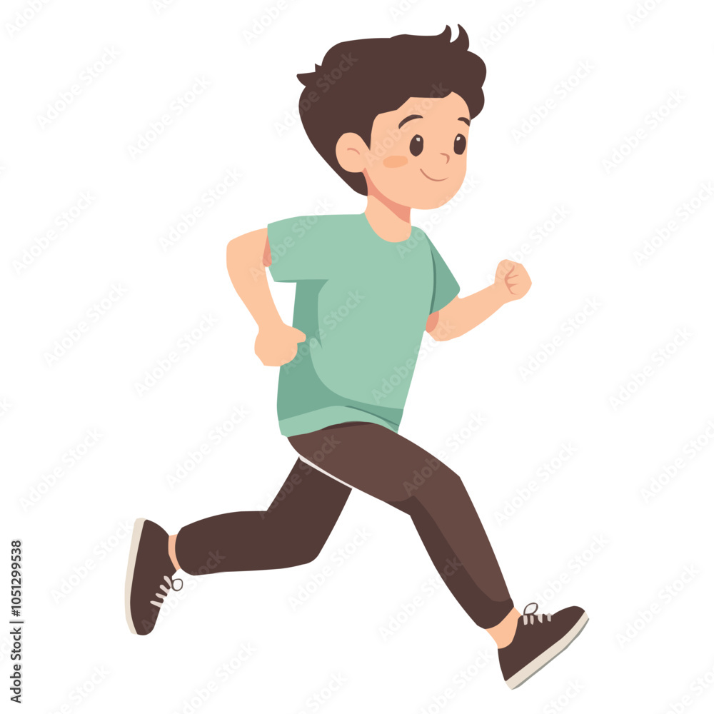 cartoon boy running vector clipart
