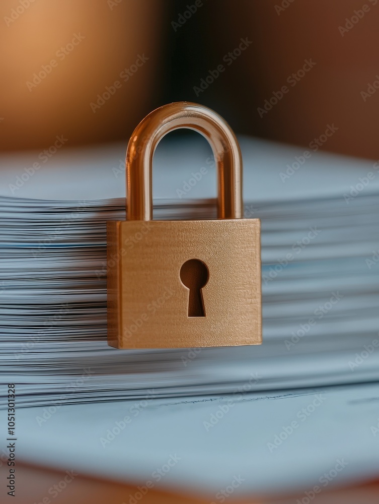 Naklejka premium Securing digital information a focus on the importance of document protection with a padlock symbolizing safety and privacy