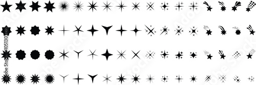 Stars collection. Star icon. Star vector icons. Black set of Stars. Collection of star sparkles symbol. Design on white background. 