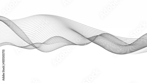 Technological background. Wave drawing of lines. Abstract wave on white background. Gradient from dots .
