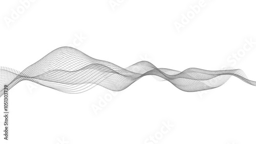 Abstract wave on white background. Wave drawing of lines.Technological background. Gradient from dots .