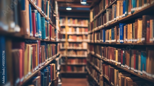 Rows of Books in a Classic Library