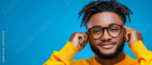 Cheerful and confident man focuses on his personal grooming routine brushing his hair with a wide and satisfied smile highlighting the importance of self care and attention to one s appearance photo