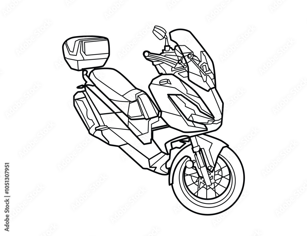Adventure curser Scooter line art illustration